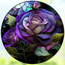 Load image into Gallery viewer, Round Plate Glass Purple Rose 30*30CM (canvas) Full Round Drill Diamond Painting
