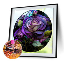 Load image into Gallery viewer, Round Plate Glass Purple Rose 30*30CM (canvas) Full Round Drill Diamond Painting
