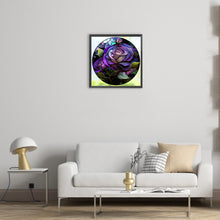 Load image into Gallery viewer, Round Plate Glass Purple Rose 30*30CM (canvas) Full Round Drill Diamond Painting
