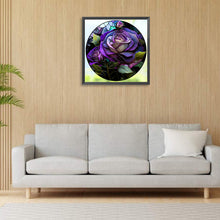 Load image into Gallery viewer, Round Plate Glass Purple Rose 30*30CM (canvas) Full Round Drill Diamond Painting
