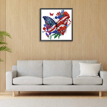 Load image into Gallery viewer, Independence Day Butterflies 30*30CM (canvas) Partial Special-Shaped Drill Diamond Painting
