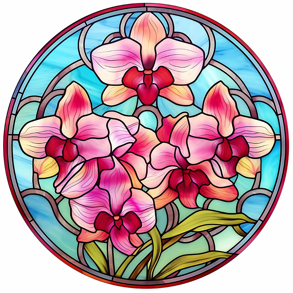 Flower Glass Painting 30*30CM (canvas) Full Round Drill Diamond Painting