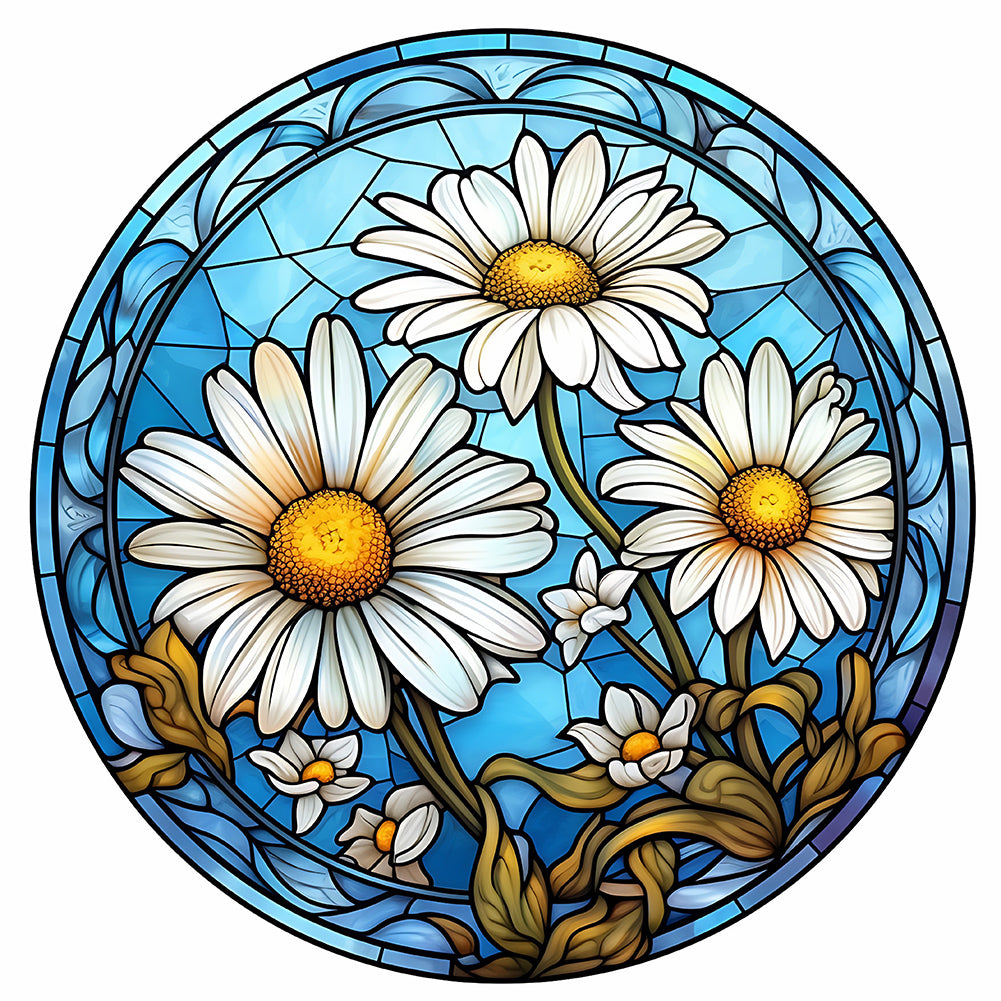 Flower Glass Painting 30*30CM (canvas) Full Round Drill Diamond Painting