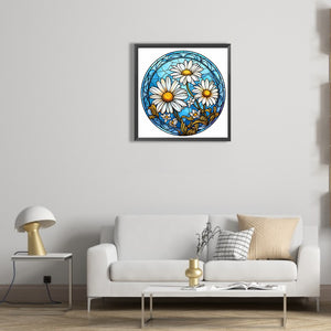 Flower Glass Painting 30*30CM (canvas) Full Round Drill Diamond Painting