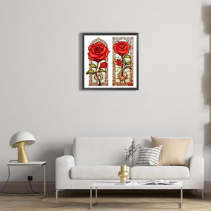 Rose Glass Painting 40*40CM (canvas) Full Round Drill Diamond Painting