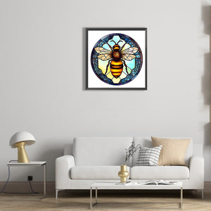 Animal Bee Glass Painting 30*30CM (canvas) Full Round Drill Diamond Painting