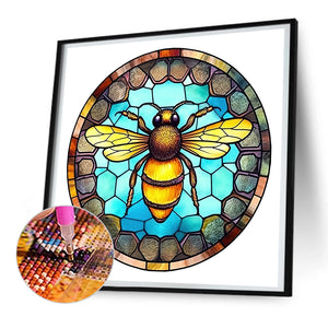 Animal Bee Glass Painting 30*30CM (canvas) Full Round Drill Diamond Painting