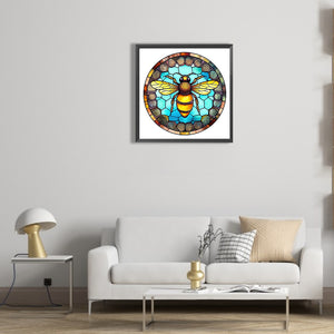 Animal Bee Glass Painting 30*30CM (canvas) Full Round Drill Diamond Painting