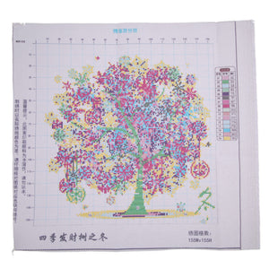 DIY Colorful Four Season Tree Counted Cross Stitch Kit Embroidery Winter