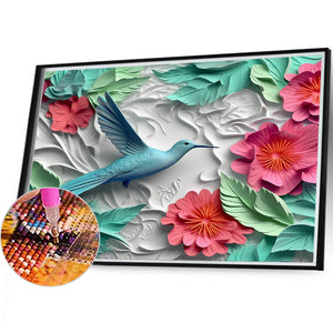 Embossed 3D Hummingbird 40*35CM (canvas) Full Round Drill Diamond Painting