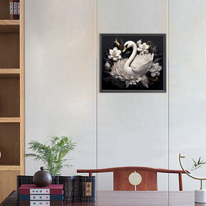 Embossed 3D White Swan 40*35CM (canvas) Full Round Drill Diamond Painting