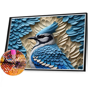 Embossed 3D Blue Bird 40*35CM (canvas) Full Round Drill Diamond Painting