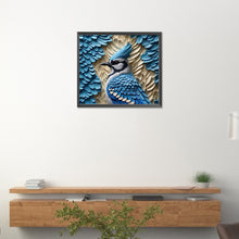 Load image into Gallery viewer, Embossed 3D Blue Bird 40*35CM (canvas) Full Round Drill Diamond Painting
