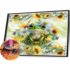 Sunflower Frog 40*35CM (canvas) Full Round Drill Diamond Painting