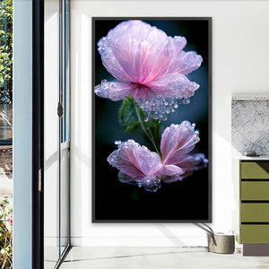 Water Drop Lotus 40*70CM (canvas) Full Square Drill Diamond Painting