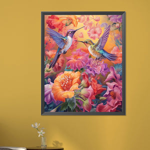 Bird Holding Flower 40*50CM (canvas) Full Round AB Drill Diamond Painting