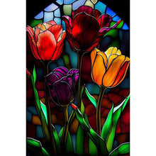 Load image into Gallery viewer, Stained Glass Tulip 40*60CM (canvas) Full Round AB Drill Diamond Painting
