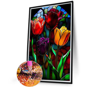 Stained Glass Tulip 40*60CM (canvas) Full Round AB Drill Diamond Painting