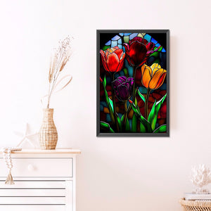 Stained Glass Tulip 40*60CM (canvas) Full Round AB Drill Diamond Painting