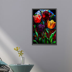 Stained Glass Tulip 40*60CM (canvas) Full Round AB Drill Diamond Painting