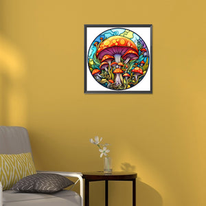 Stained Glass Mushrooms 30*30CM (canvas) Full Round Drill Diamond Painting