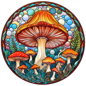 Stained Glass Mushrooms 30*30CM (canvas) Full Round Drill Diamond Painting