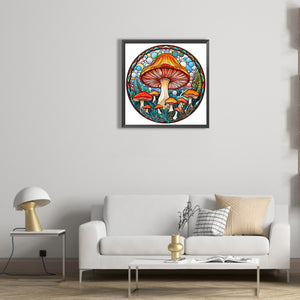 Stained Glass Mushrooms 30*30CM (canvas) Full Round Drill Diamond Painting