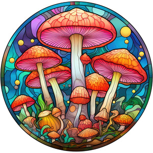 Stained Glass Mushrooms 30*30CM (canvas) Full Round Drill Diamond Painting