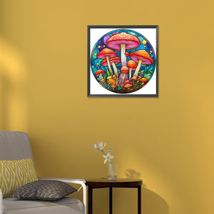 Stained Glass Mushrooms 30*30CM (canvas) Full Round Drill Diamond Painting