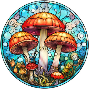 Stained Glass Mushrooms 30*30CM (canvas) Full Round Drill Diamond Painting