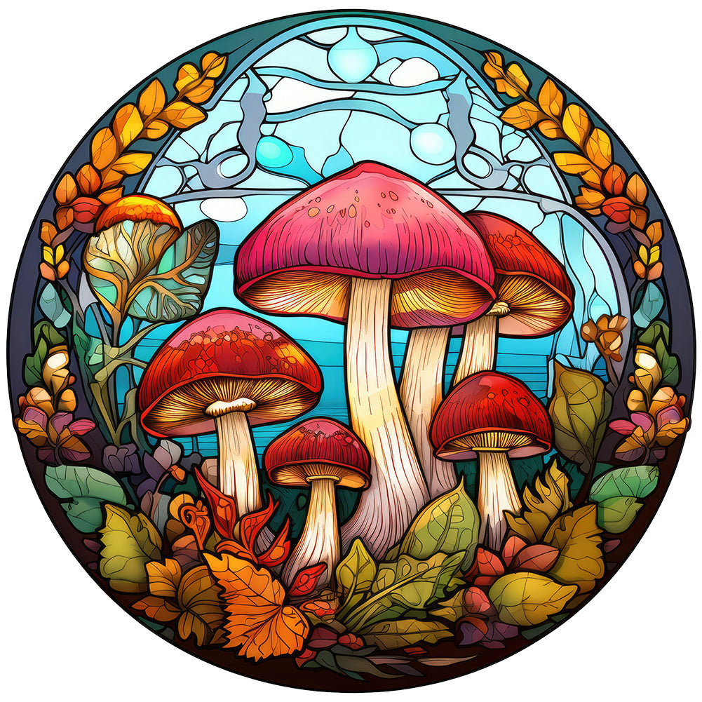 Stained Glass Mushrooms 30*30CM (canvas) Full Round Drill Diamond Painting