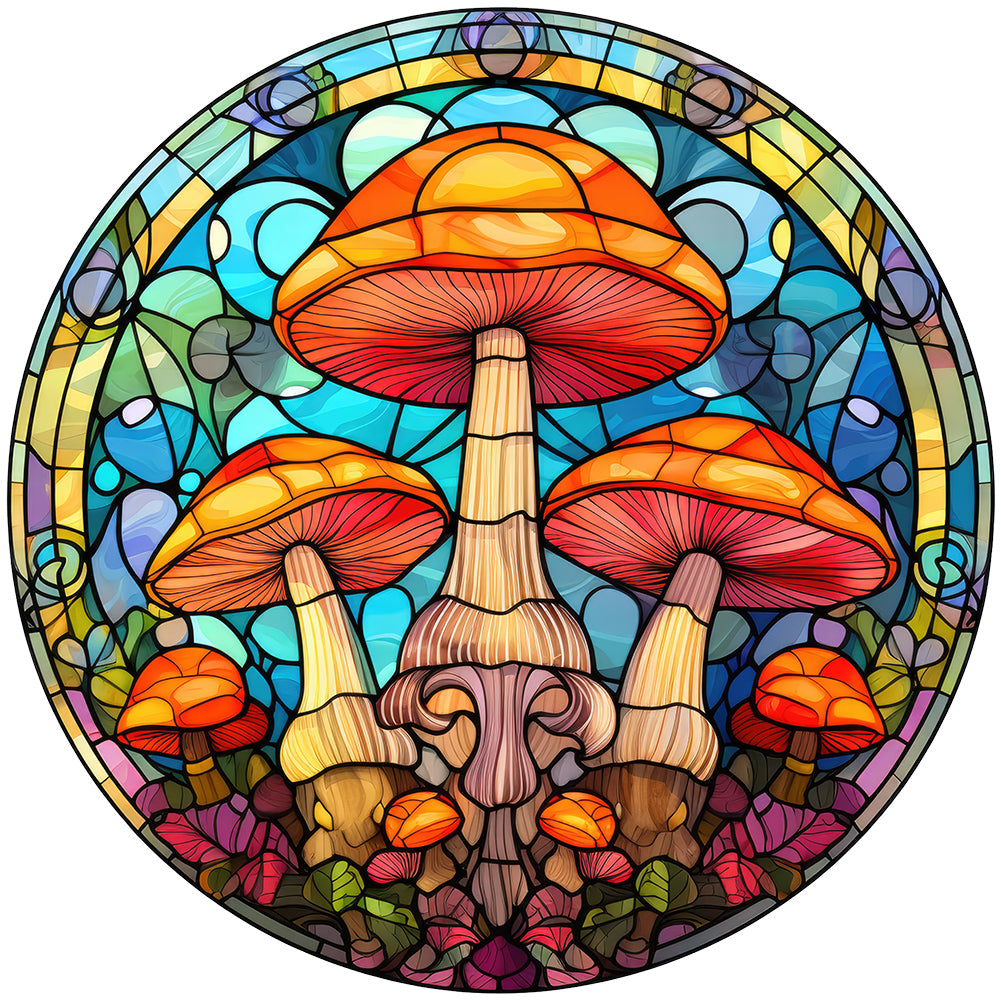 Stained Glass Mushrooms 30*30CM (canvas) Full Round Drill Diamond Painting