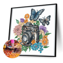 Load image into Gallery viewer, Butterfly Flower Nostalgic Camera 30*30CM (canvas) Partial Special-Shaped Drill Diamond Painting
