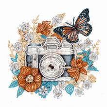 Load image into Gallery viewer, Butterfly Flower Nostalgic Camera 30*30CM (canvas) Partial Special-Shaped Drill Diamond Painting
