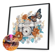 Load image into Gallery viewer, Butterfly Flower Nostalgic Camera 30*30CM (canvas) Partial Special-Shaped Drill Diamond Painting
