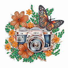 Load image into Gallery viewer, Butterfly Flower Nostalgic Camera 30*30CM (canvas) Partial Special-Shaped Drill Diamond Painting
