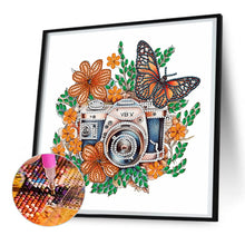 Load image into Gallery viewer, Butterfly Flower Nostalgic Camera 30*30CM (canvas) Partial Special-Shaped Drill Diamond Painting
