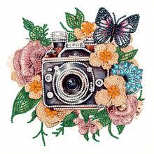 Load image into Gallery viewer, Butterfly Flower Nostalgic Camera 30*30CM (canvas) Partial Special-Shaped Drill Diamond Painting
