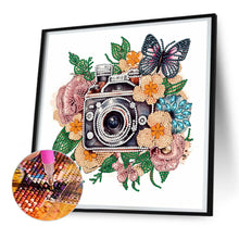 Load image into Gallery viewer, Butterfly Flower Nostalgic Camera 30*30CM (canvas) Partial Special-Shaped Drill Diamond Painting
