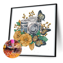 Load image into Gallery viewer, Butterfly Flower Nostalgic Camera 30*30CM (canvas) Partial Special-Shaped Drill Diamond Painting
