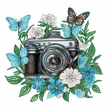 Load image into Gallery viewer, Butterfly Flower Nostalgic Camera 30*30CM (canvas) Partial Special-Shaped Drill Diamond Painting
