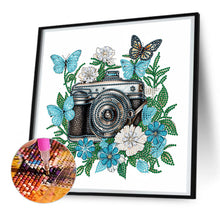 Load image into Gallery viewer, Butterfly Flower Nostalgic Camera 30*30CM (canvas) Partial Special-Shaped Drill Diamond Painting
