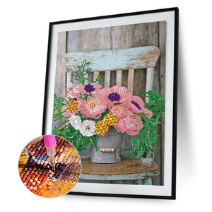 Bouquet On Chair 30*40CM (canvas) Partial Special-Shaped Drill Diamond Painting