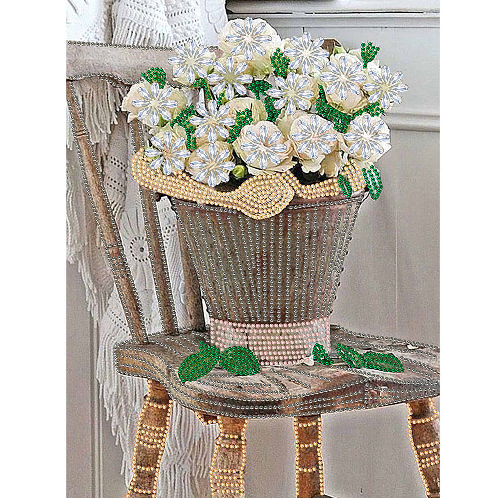 Bouquet On Chair 30*40CM (canvas) Partial Special-Shaped Drill Diamond Painting