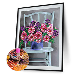 Bouquet On Chair 30*40CM (canvas) Partial Special-Shaped Drill Diamond Painting