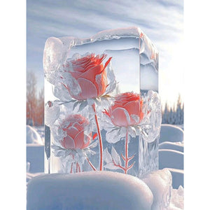 Ice Cube Rose 30*40CM (canvas) Full Round Drill Diamond Painting