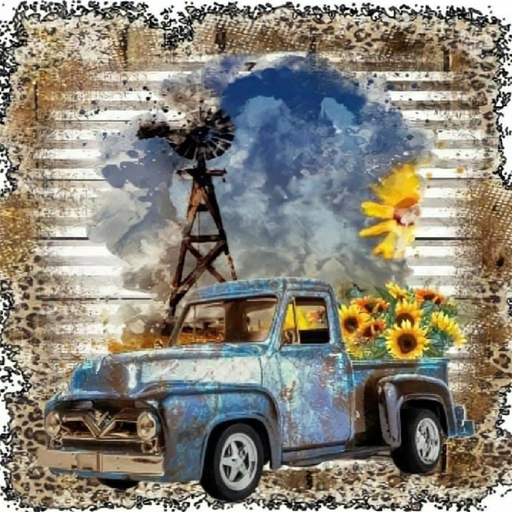 Old Car 30*30CM (canvas) Full Round Drill Diamond Painting