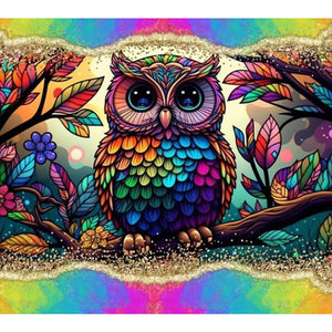 Flower Owl 45*40CM (canvas) Full Round AB Drill Diamond Painting