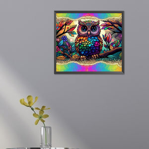 Flower Owl 45*40CM (canvas) Full Round AB Drill Diamond Painting