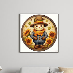 Autumn Scarecrow Sunflower 30*30CM (canvas) Full Round Drill Diamond Painting